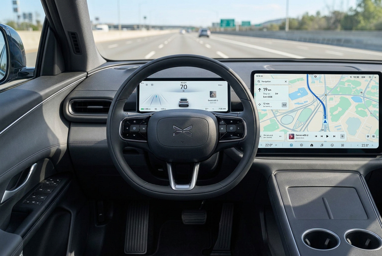 Lane departure warning on the driver display at night