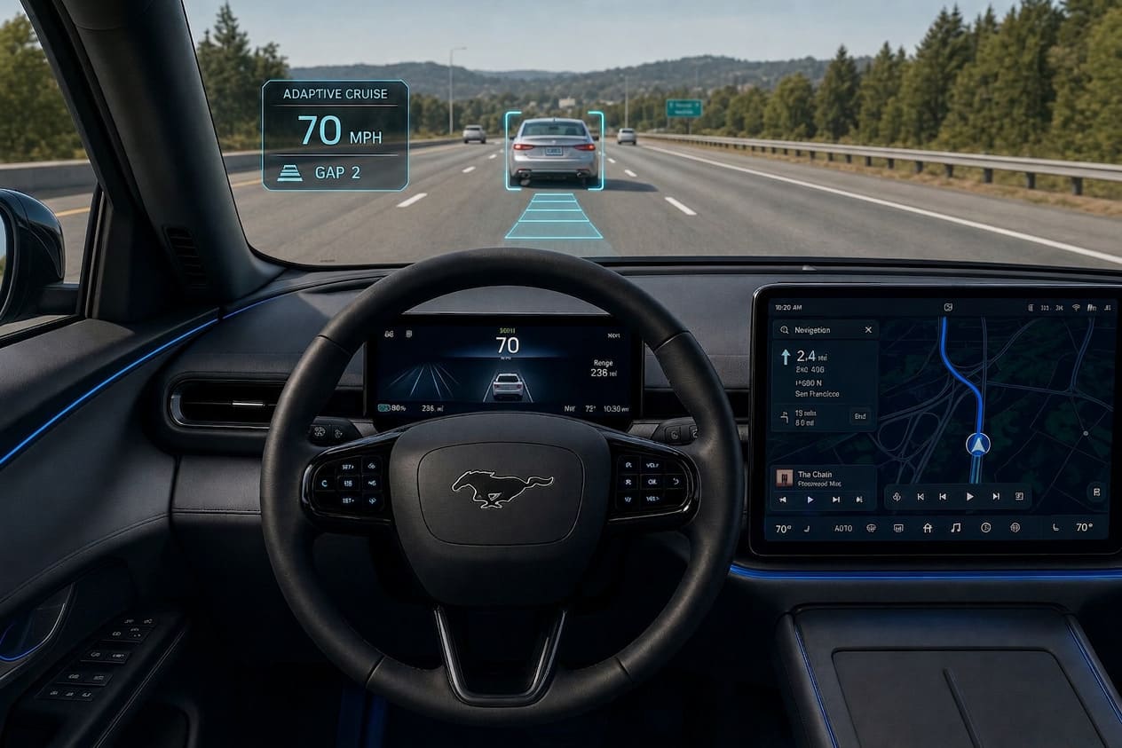 Adaptive cruise control following a lead vehicle at a set gap