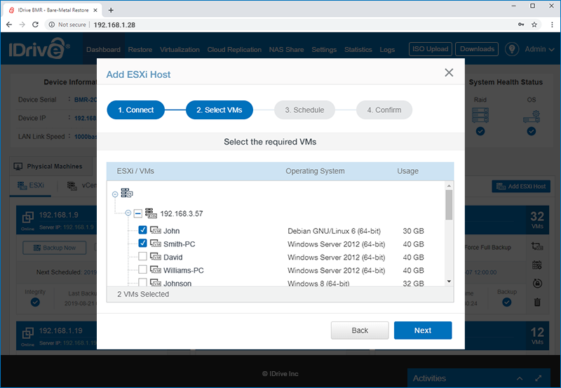 IDrive® BMR FAQs on VMware ESXi and vCenter backup
