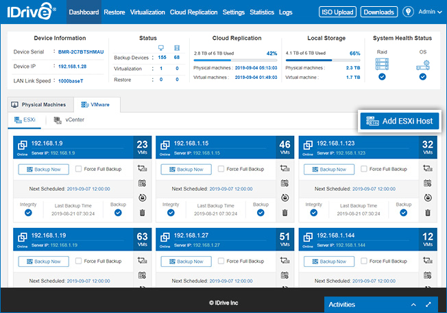 IDrive® BMR VMware - Backup your virtual machines running on ESXi and