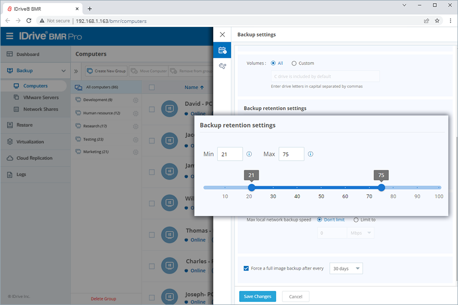 Monitor storage utilization