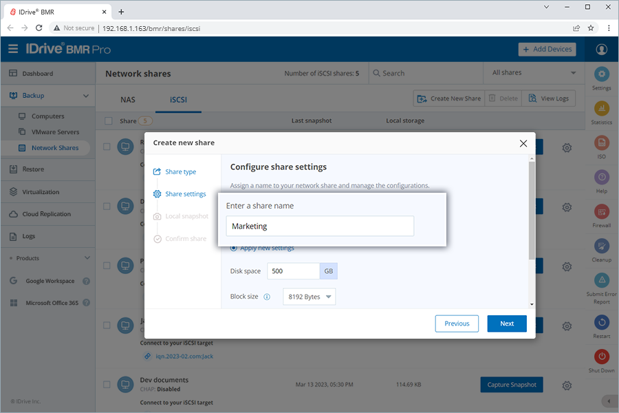 Incremental image backup