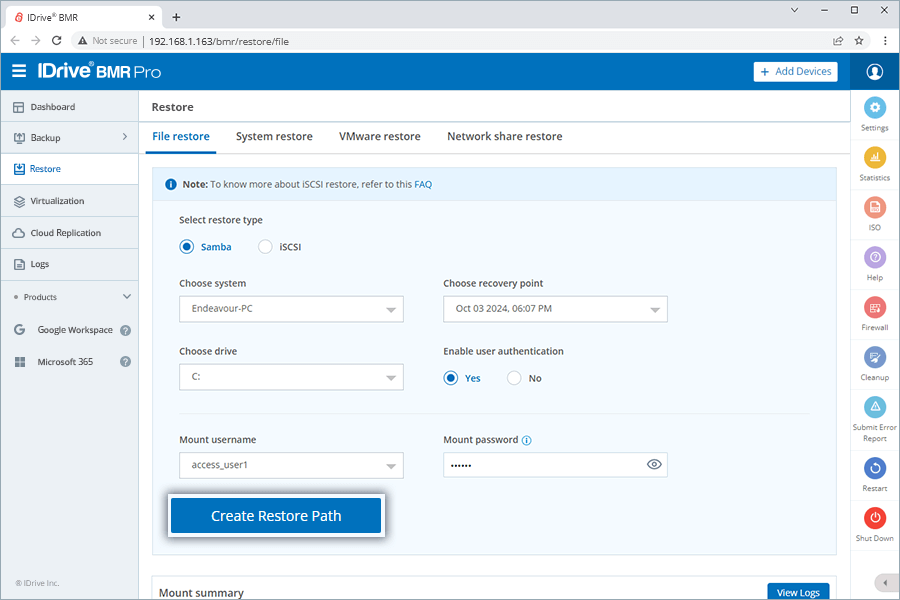 VM restore
