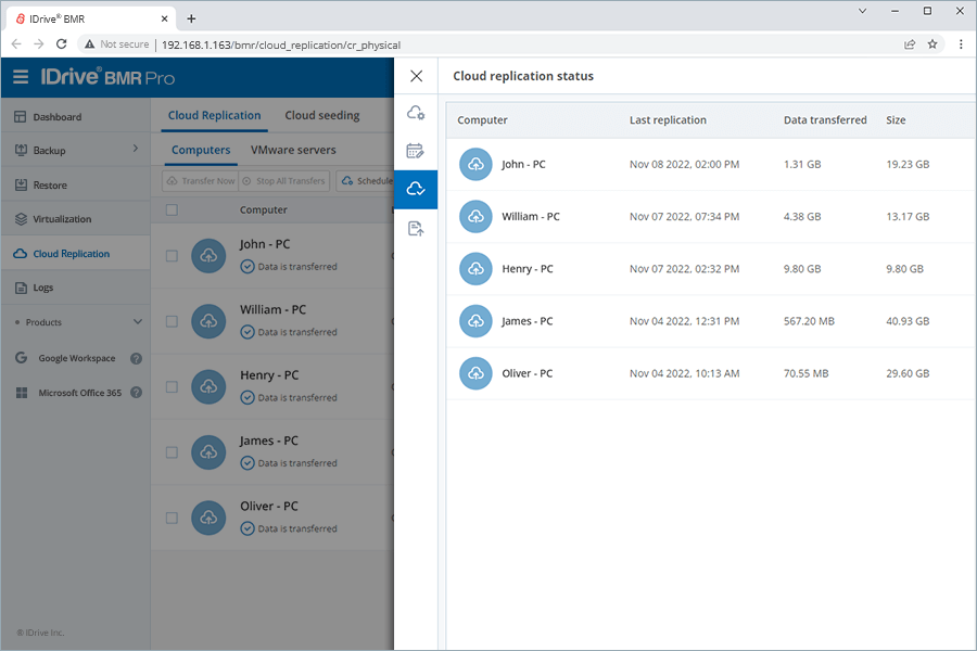 Cloud Backup Status