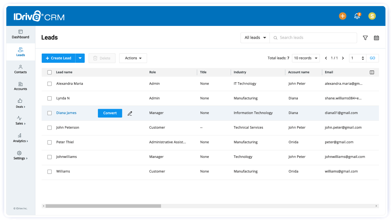 IDrive crm