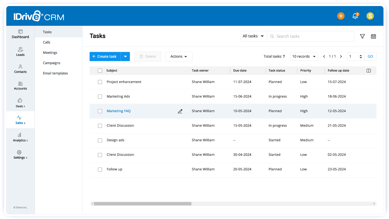 IDrive crm