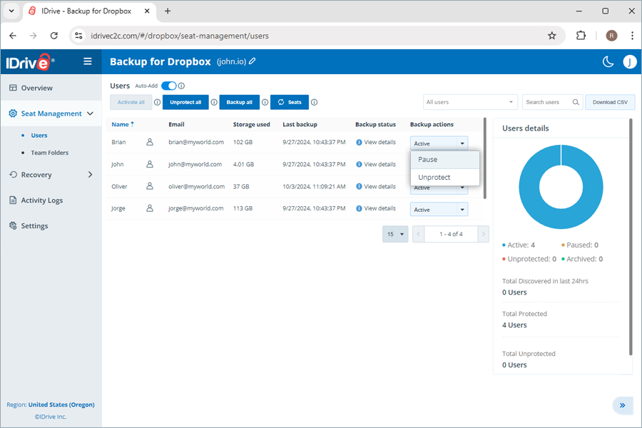 view client wise status