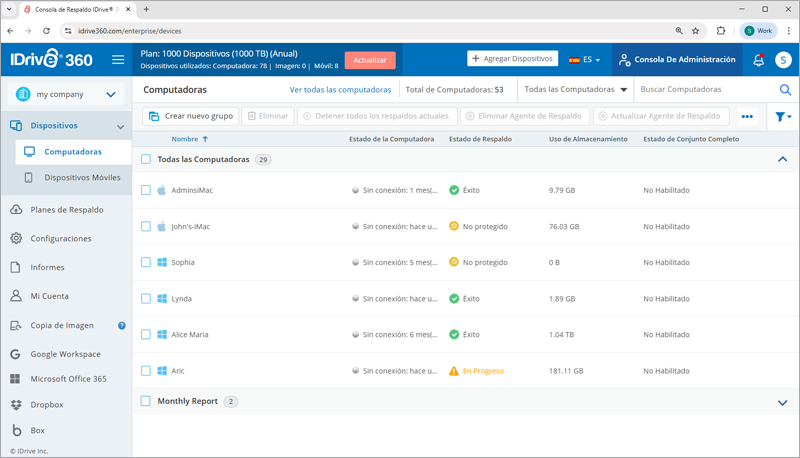 consola de copia de seguridad