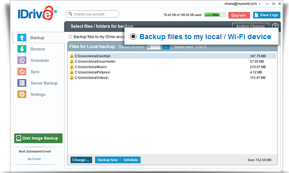 idrive express backup procedure