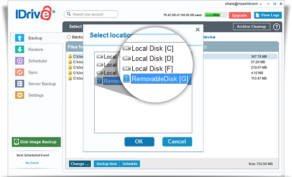 IDrive local backup