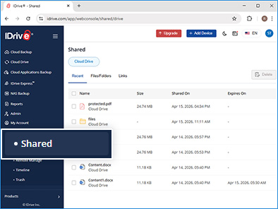 Manage files you've shared