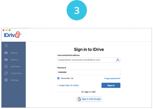 Sign in to start your data backup.