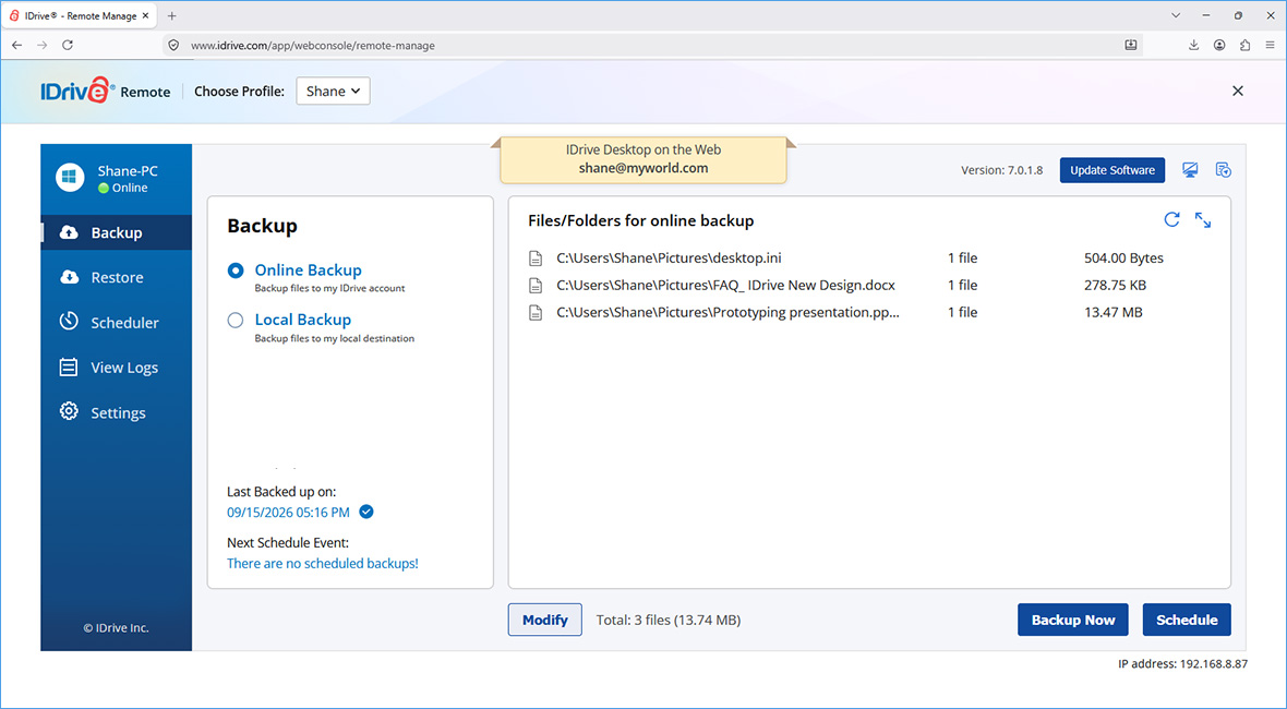 Backup and restore