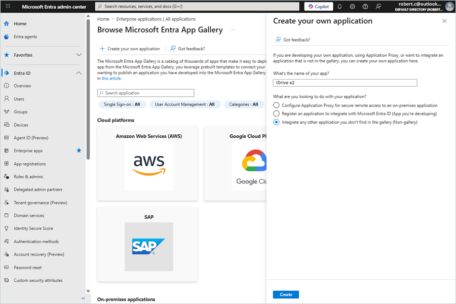 Click on Create your own application