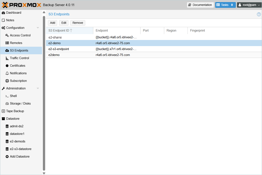 IDrive e2 with proxmox backup