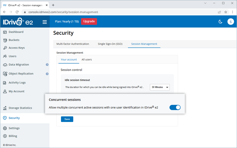Enable concurrent sessions