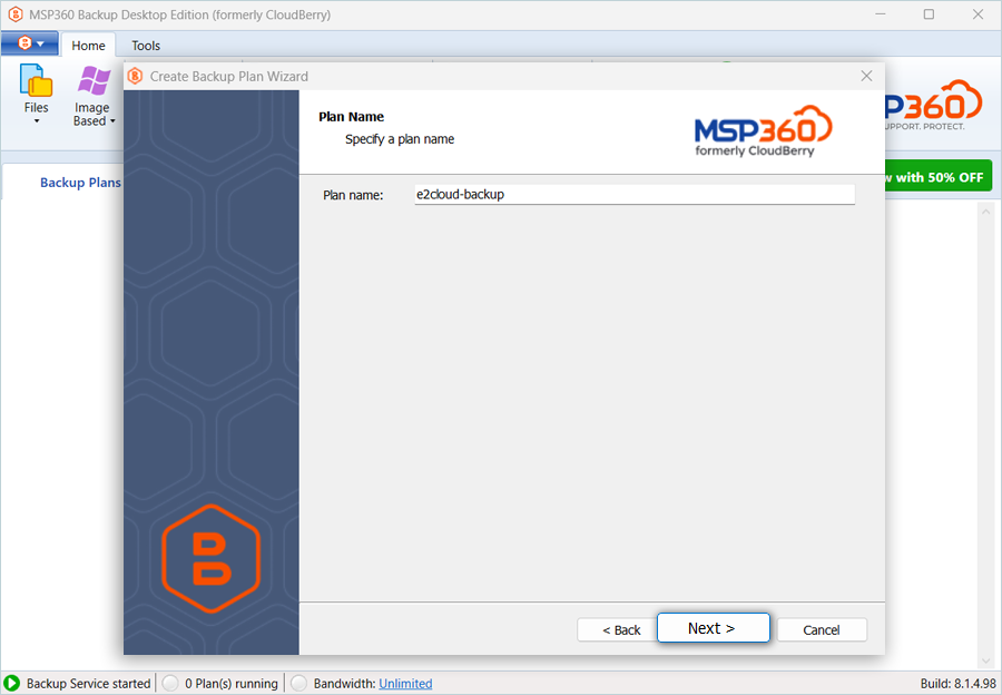 IDrive e2 with msp360 backup desktop
