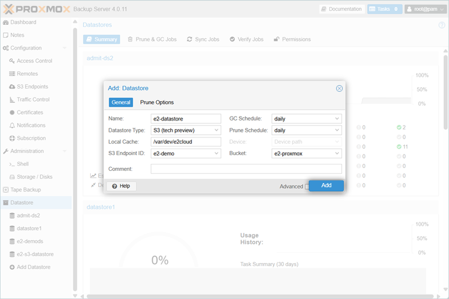 IDrive e2 with proxmox backup