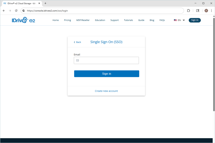 Log into your IDrive e2 account