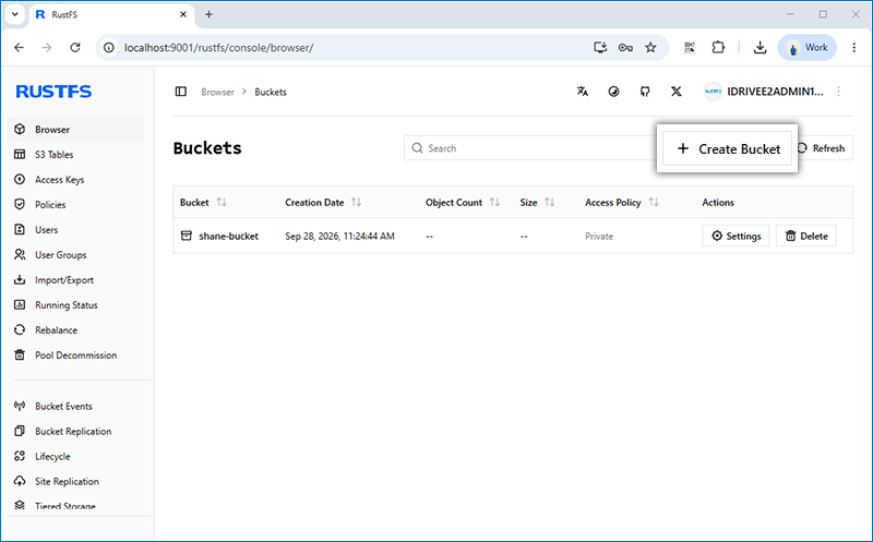 Configure a replication rule in RustFS using an IDrive® e2