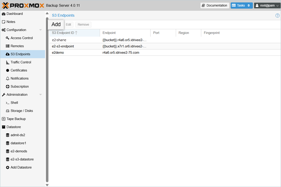 IDrive e2 with proxmox backup