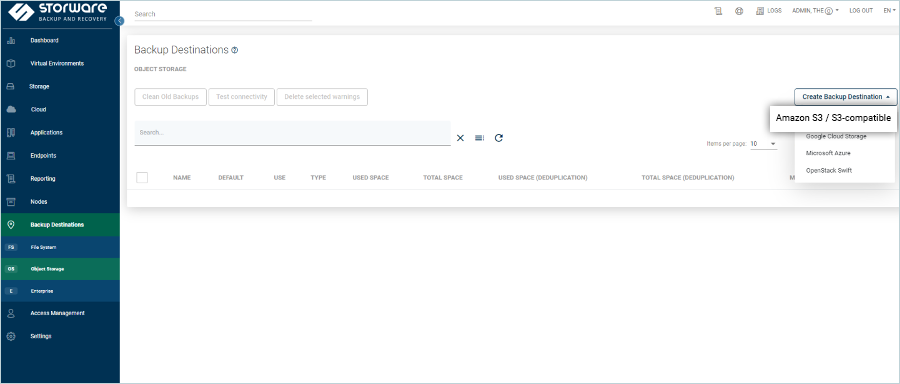 Storware guide - Select Amazon S3 compatible storage