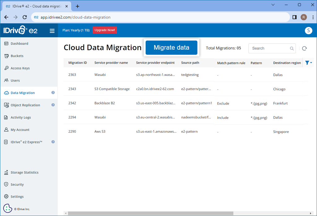 Navigate to the Data Migration tab, and click Migrate data