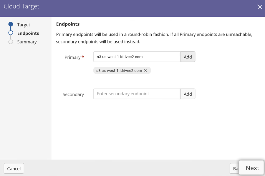 Add primary endpoint and click Next