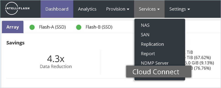 Navigate to Services and click Cloud Connect