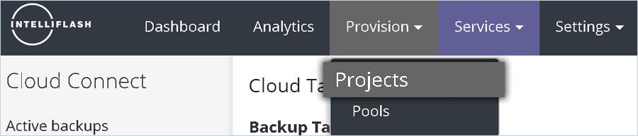 Navigate to Provision and select Projects