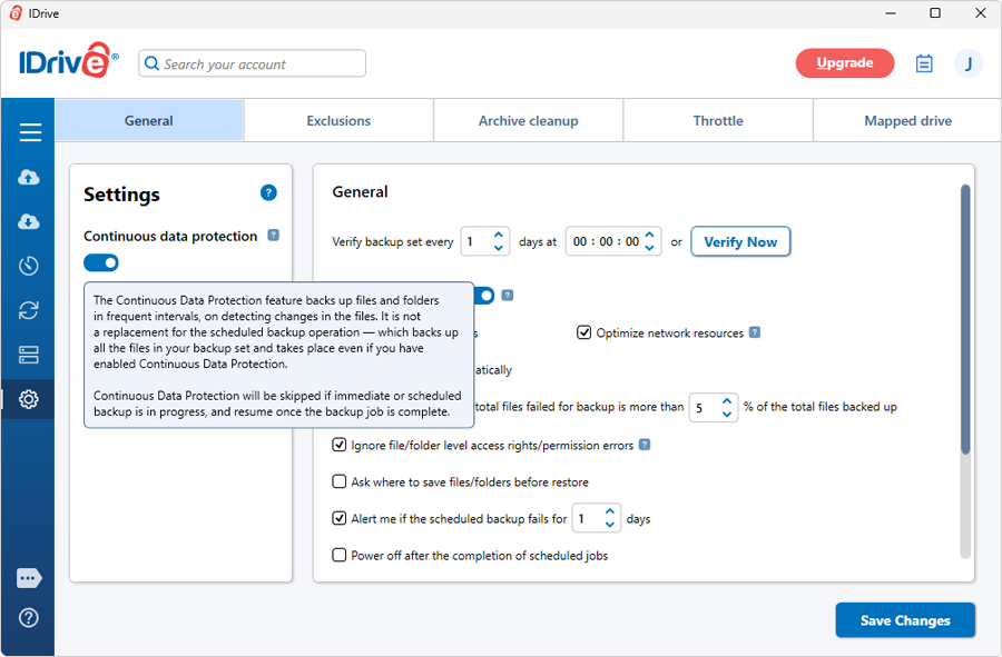 Disable Continuous Backup