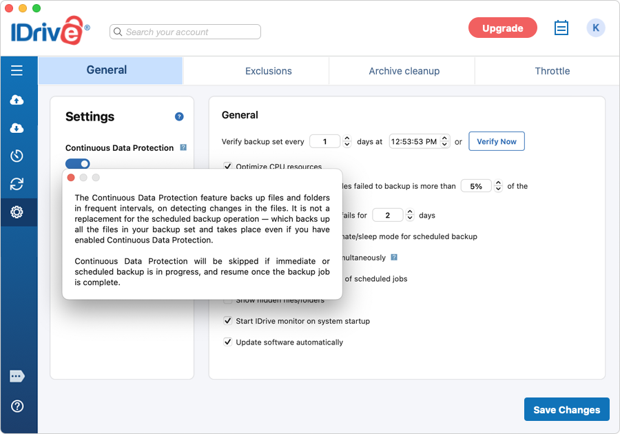 Disable Continuous Backup