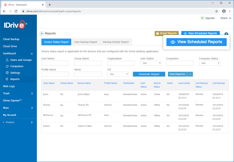 View Scheduled Reports
