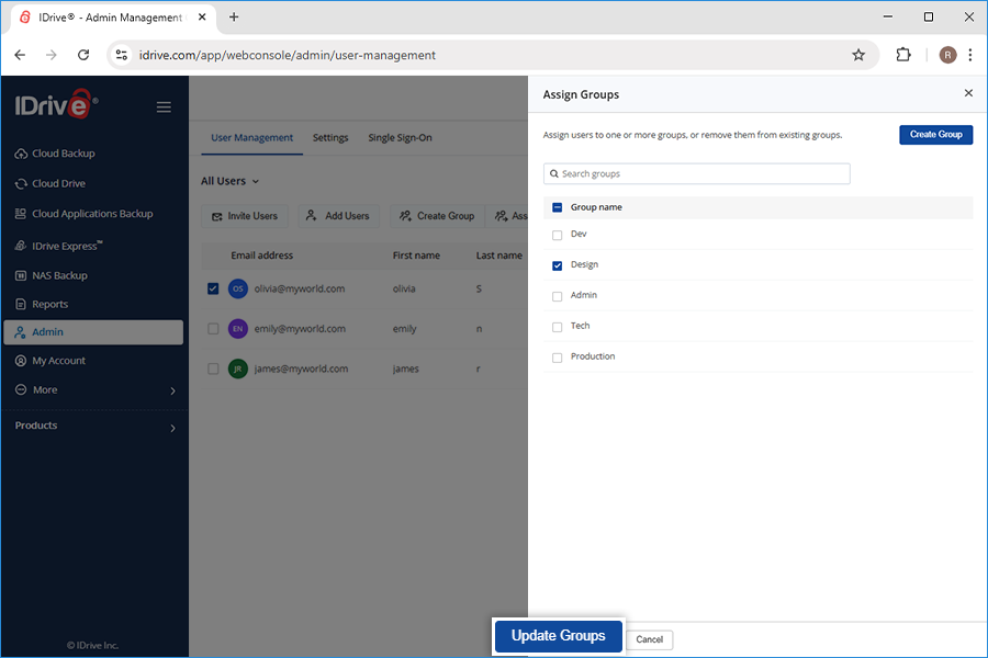 Click Update Groups