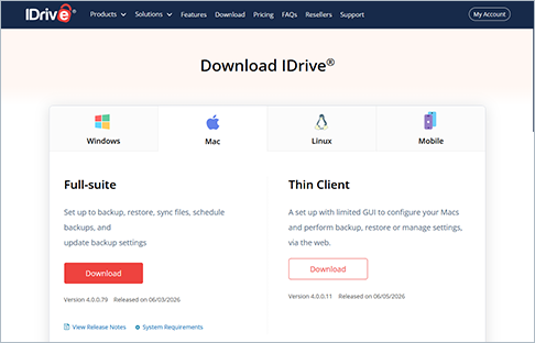 Install the IDrive app on your Mac