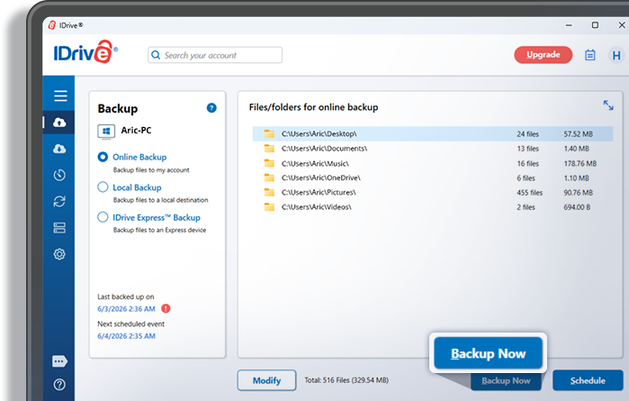 multiple device online backup
