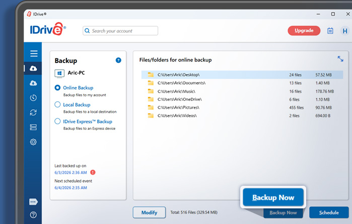 multiple device online backup