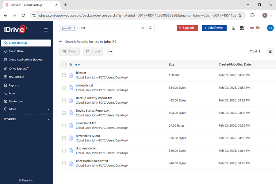 Report devicebackup new