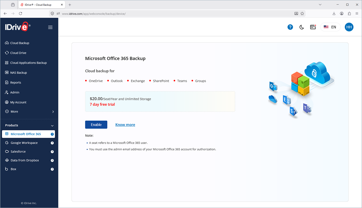 Enable backup
