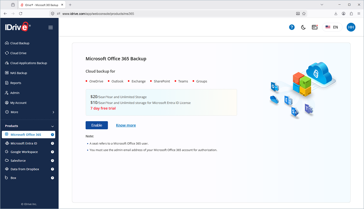 Enable backup