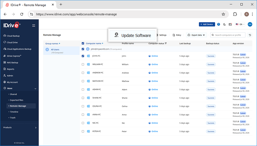 Report Devicebackup Backup Activity New2 New